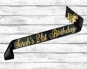 21st Birthday Sash - 21st Birthday - Best Friend Birthday - Custom Glitter Sash - 21 Birthday Sash - 21 Sash - Birthday Sash - Personalized