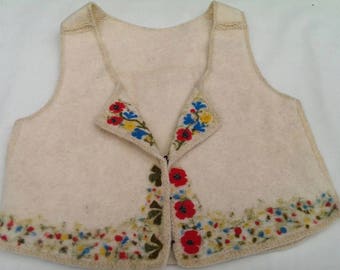 Felt Wool Vest with Needle Felted Flowers