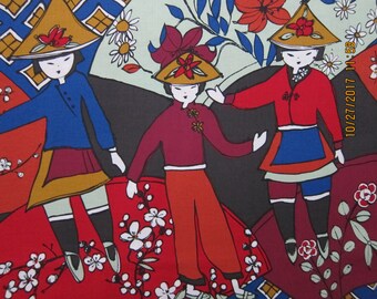 RARE ASIAN FABRIC - Alexander Henry - Indochine - Fashion Girls 2008 Rare - 1 Yard - A35