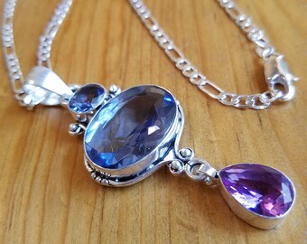 Iolite and Alexandrite Pendant Necklace