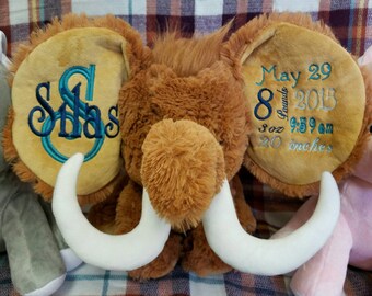 Personalized Cubbie, Personalized Mammoth, Monogrammed Mammoth Cubbie,Personalized Stuffed Animal, monogrammed baby gift, Mammoth