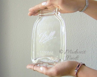 Clear Quart Mason Jar Spoon Rest, butter dish, soap dish, serving tray from recycled Ball quart jar, gift box included