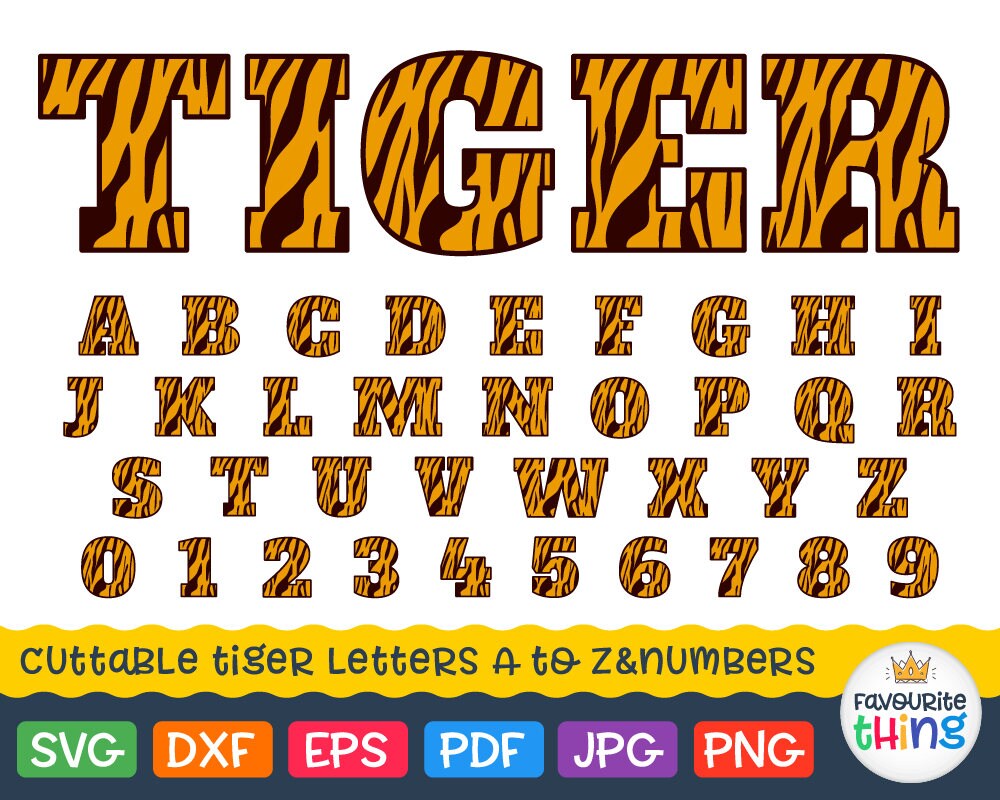 Download TIGER FONT SVG Animal Letters & Numbers Svg Tiger Skin