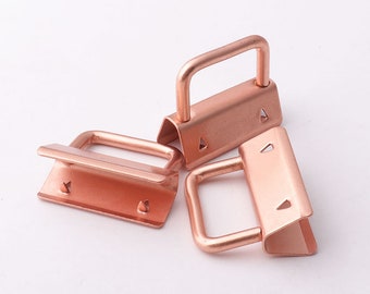 10pcs Rose gold Key Fob Hardware Key Chain key rings Ribbon Key Fobs Fabric Keyfob For Lanyards Keychains Straps Wristlets