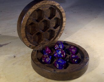 Round Dice Box for DND, Dungeons and Dragons, RPG, Dice Case, D20