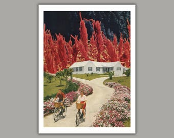 Sunday Stroll - Surreal Collage Art print, 12x16 print, wall art, retro art