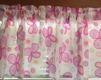 Butterflies Window Valance ~ Soft Pastel Colors ~ 58" Wide