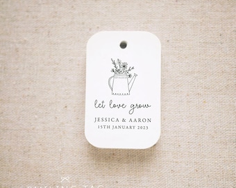 Let Love Grow Wedding Favor Tags - Personalized Gift Tags - Custom Wedding Favor Tags - Bridal Shower Tags - Set of 20 (Item code: J760)