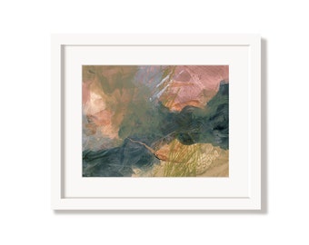 Earthy Organic Pink and Blue Art Print from an Original Abstract Painting