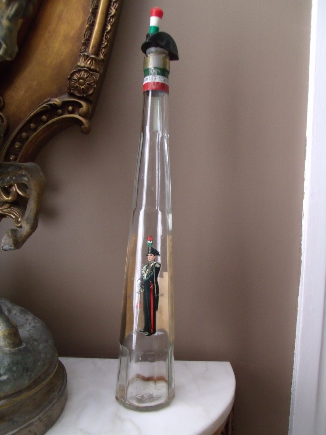 Vintage Soldier Bottle Liquore Galliano with original hat