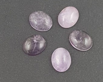 Cape Amethyst Cabochons, 8x10mm, small purple oval cabs, light purple cabs, pale purple cab, oval cabochons, mgsupply, lot of 5, calibrated