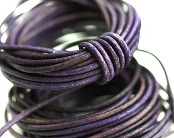 1.5mm Round Leather cord - Vintage Purple - 10 feet, LC123