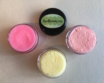 Spa Uptown ORGANIC LIP SCRUB Collection: all Natural, Organic,handmade, set of 3, 10g each