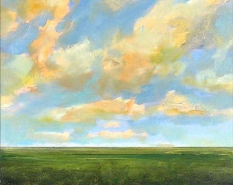 Oil Painting Custom Landscape Modern Abstract Sky Cloud Field by J Shears
