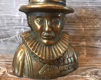 Vintage Heavy Brass Piggy Coin Bank Made in England
