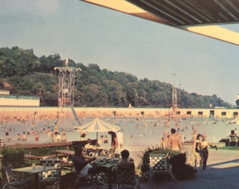 Vintage Postcard Cincinnati Ohio Sunlite pool Coney Island Chrome Postcard 1950's
