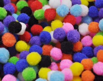 100pcs-10mm Mix Color Polyester Pom poms - Pompom - Craft Pom Poms - Ball Pom Poms - doll making - dolls eye accessories.
