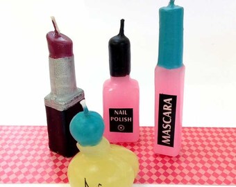 Makeup Candle Set, Cake Toppers, Spa Party, Slumber Party, Glamour Party, Makeup Birthday, Girls Birthday Party, Diva Party, Make Up party