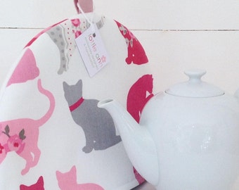 Tea Cosy, Cats Tea Cosy, Tea Cosy, Cats, Pink Cats, Grey Cats, Red Cats, Time for Tea, Kitchen Accessory, Gift for Her, Kitchen, Gift, Tea