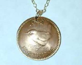 British farthing antique coin necklace-beautifully domed