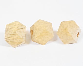 wooden beads, Hexagon beads, Natural beads, Wood Beads, large hole beads, Large wooden beads, unfinished beads organic beads Geometric Beads