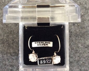 French Hook Sterling Silver Earrings 6 mm CZ