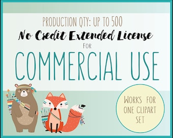 Extended License for Commercial Use of Any Clipart Set - Production Quantity of 1-500, Commercial Use of Clip Art Sets