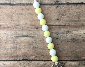 Teething Pacifier Clip - Yellow & White