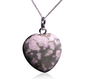 Stunning Jade Heart Necklace - On Solid Silver Chain - NEW AND ELEGANT!