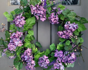 Purple Hydrangea Wreath