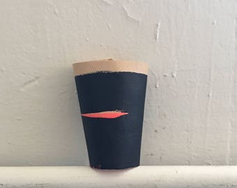 Leather jewelry Bracelet, black, pink , Fashionista, edgy accessories , jewelry, artsy, painting