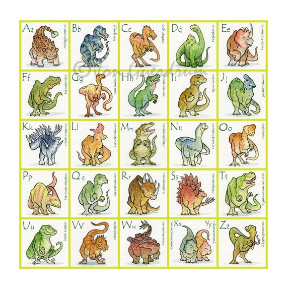 Dinosaur Alphabet 12 x 12 original Print