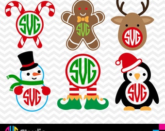 CHRISTMAS MONOGRAM SVG Files, Silhouette, Die Cut, Vinyl Cutter, Monogram, Screen Printing svg#018