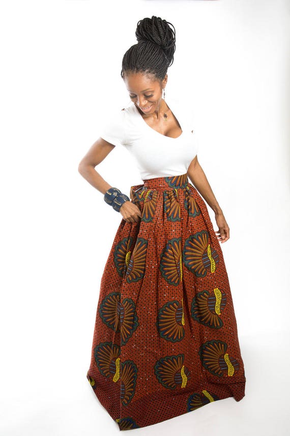 African clothing African high waist maxi skirt Africa skirt