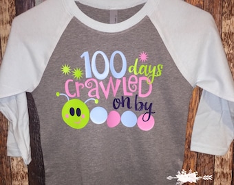 100 days crawled on by, personalized shirts, youth baseball tee, 100th day of school shirt, school tees