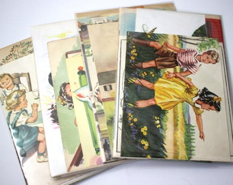 SALE - 25 Piece Mini Vintage Children's Illustrations Grab Bag Kit - Altered Art, Collage, Scrapbooking, Assemblage, Paper Craft Supplies