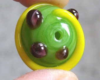 Handmade Lampwork Focal Bead - Hollow Glass Banano-Rama