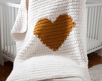 Handmade Crochet Heart Blanket - Baby Blanket, Toddler Blanket, Lapghan