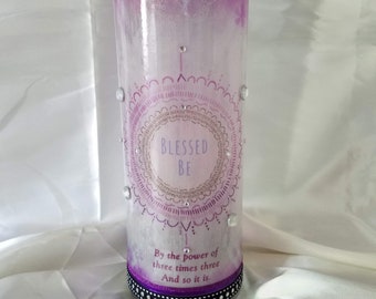 Blessed be by the power of three times three and so it is... luminary candle holder vase nightlight light