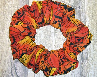 Halloween Hair Scrunchie, Holiday Hair Tie, Autumn/Halloween/Thanksgiving Ponytail Holder , Jack-o-Lanterns