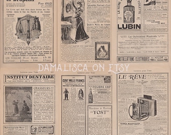 Instant download: Antique vintage french ads for scrapbooking ephemera, old paper digital pack 02