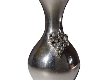 800 Silver Bud Vase with Applied Grapes and Leaves