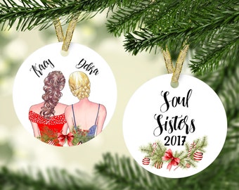 Christmas Ornament for Friends, Best Friend Ornament, Personalized Ornament, BFF Gift, Personalized Friend Ornament, Soul Sisters, Besties