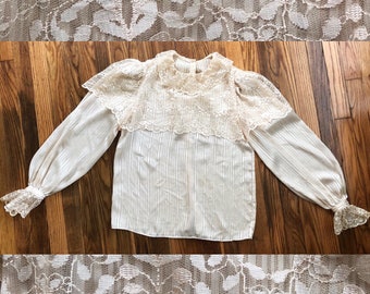 Edwardian Lace Button Back Top