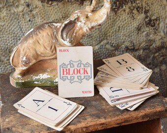 1910s Antique BLOCK Game. Cards & Original Box. Parker Brothers Vintage Typography Altered Art Assemblage Scrapbooking