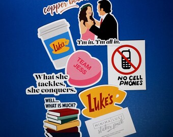 Gilmore Girls Die Cut Sticker Pack - Luke & Lorelai - Team Jess - Lorelai - Rory - Gilmore Girls Stickers - Luke's Diner