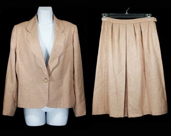 Vintage 70's 2 Pcs Set of Blazer Jacket & Skirt M/L