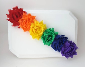 Rainbow Flower Crown - Rainbow Headband - Rainbow Cake Smash - Rainbow Baby - Baby Headbands - Girl's Headband - Shabby Flower Crown