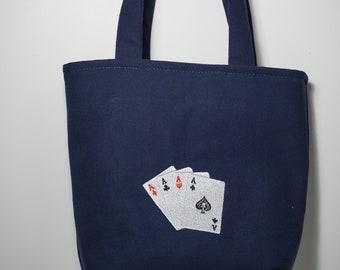 Playing cards tote bag lined with straps