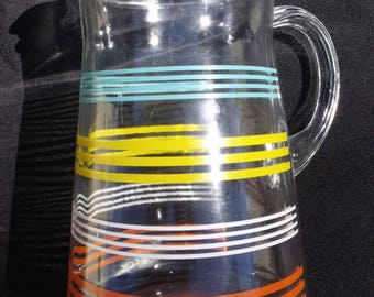 Indiana Glass Strata Pitcher Striped 80 oz